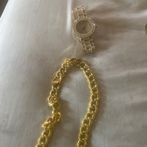 I got this costume jewelry necklace and watch set